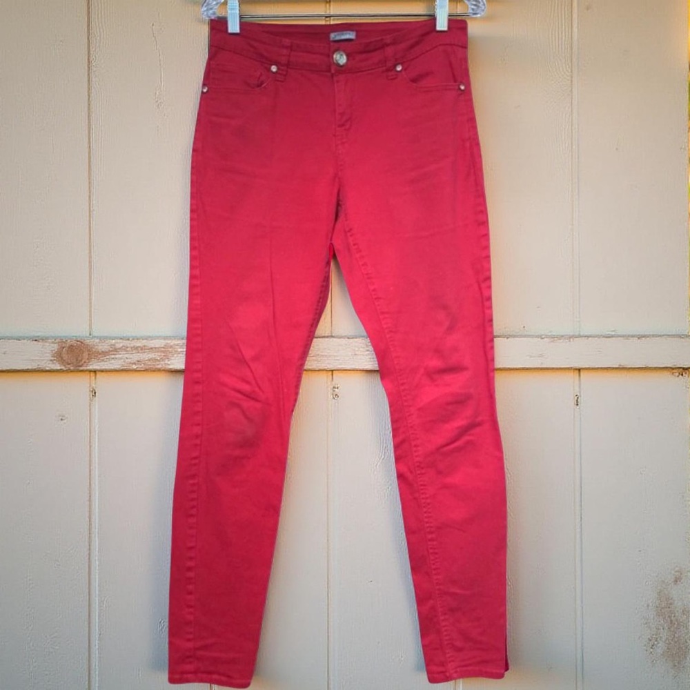 Deep Red Cotton & Spandex Weekend Jeans